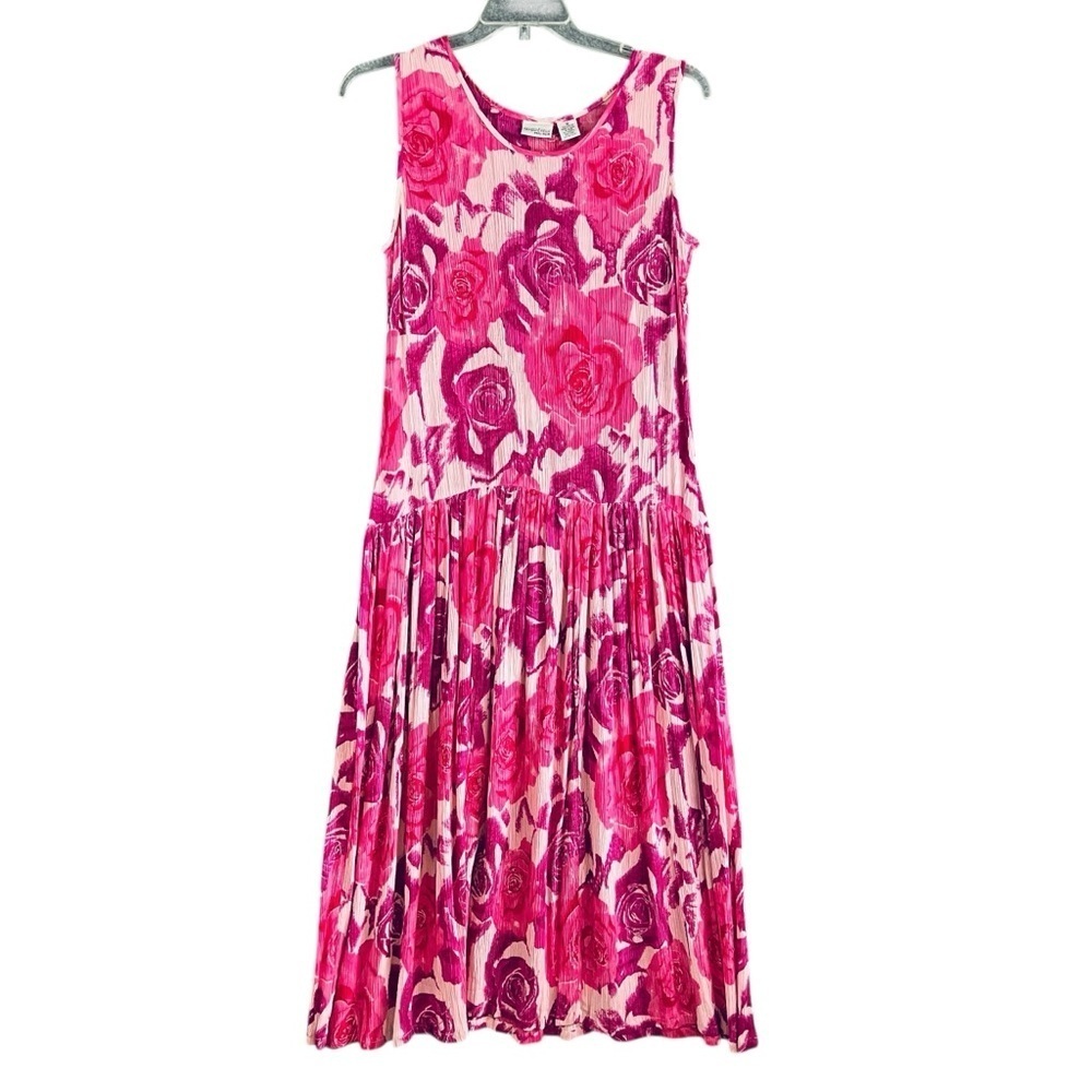 NEWPORT NEWS Easy Style Maxi Dress Sleeveless Floral Drop Waist Rayon Size 10